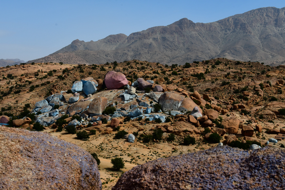 Blaue Steine Tafraout Berg Hintergrund