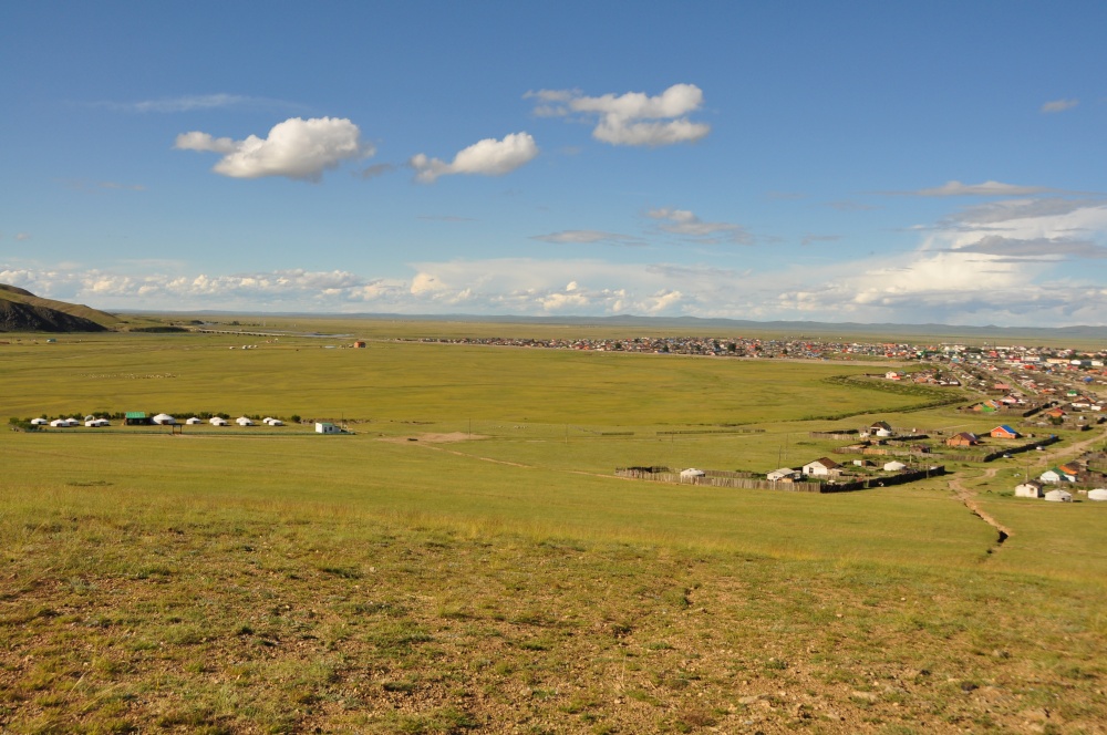 Blick von oben auf Kharkhorin