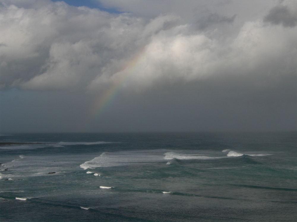 Meer, Wellen, Regenbogen, Wolken